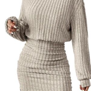 Ribbed Knit Turtleneck Dress Womens small